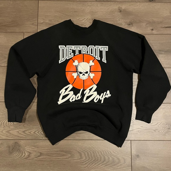 VTG 80s Detroit Pistons Motor City Bad Boys Sweatshirt L - Picture 1 of 7
